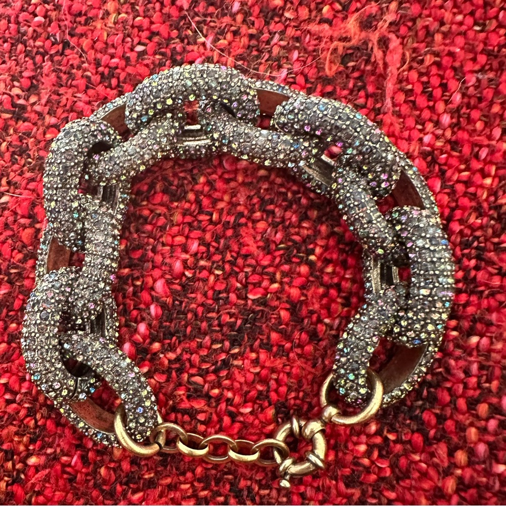 J. Crew Black and Gold Pave Link Bracelet
